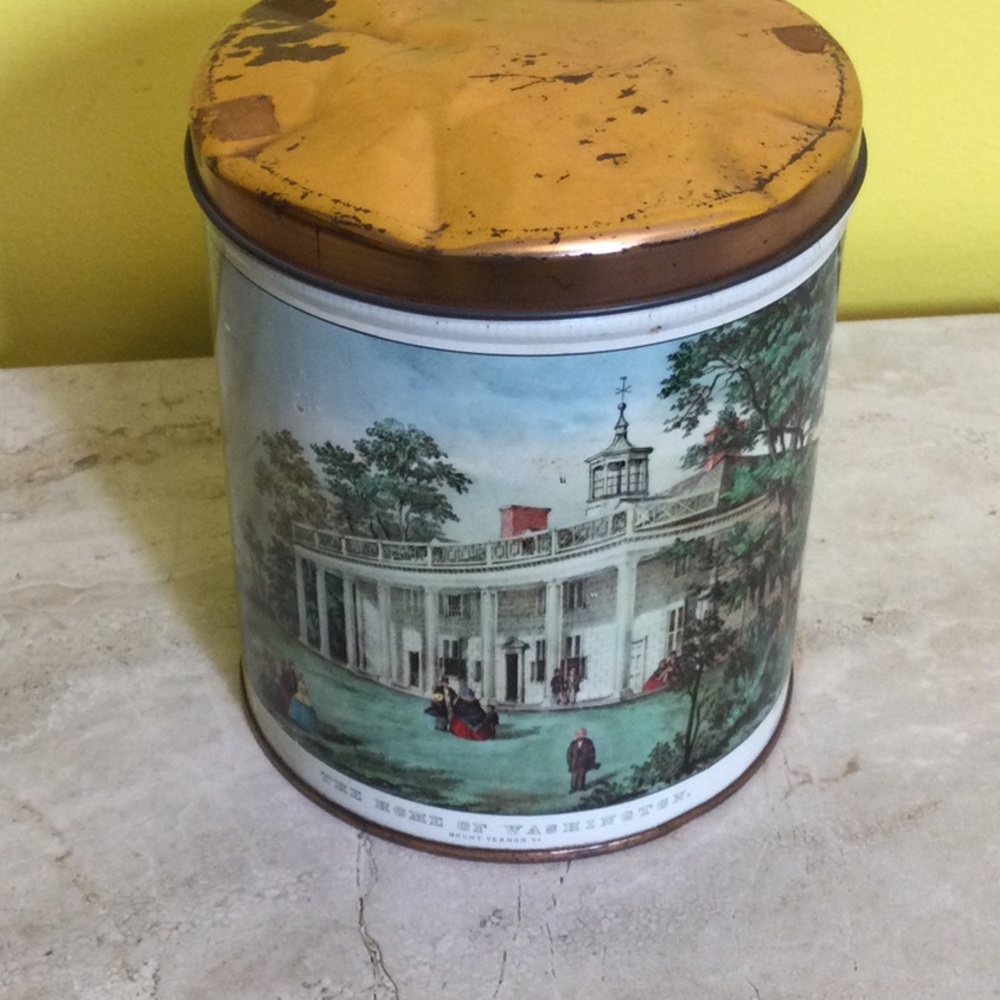 Vintage Currier & Ives Home of Washington tin